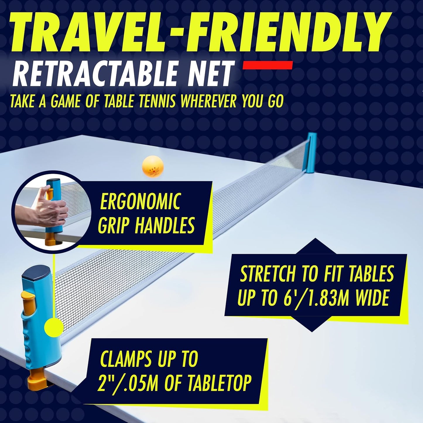 Ping Pong Paddle Set with Rackets, Net, Balls & Carry Case for Table Tennis