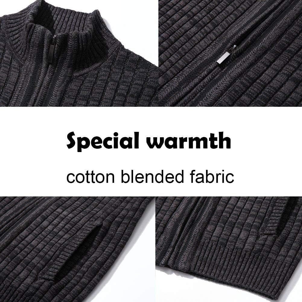 Men'S Cardigan Sweaters Full Zip up Slim Fit Stand Collar