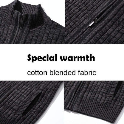 Men'S Cardigan Sweaters Full Zip up Slim Fit Stand Collar