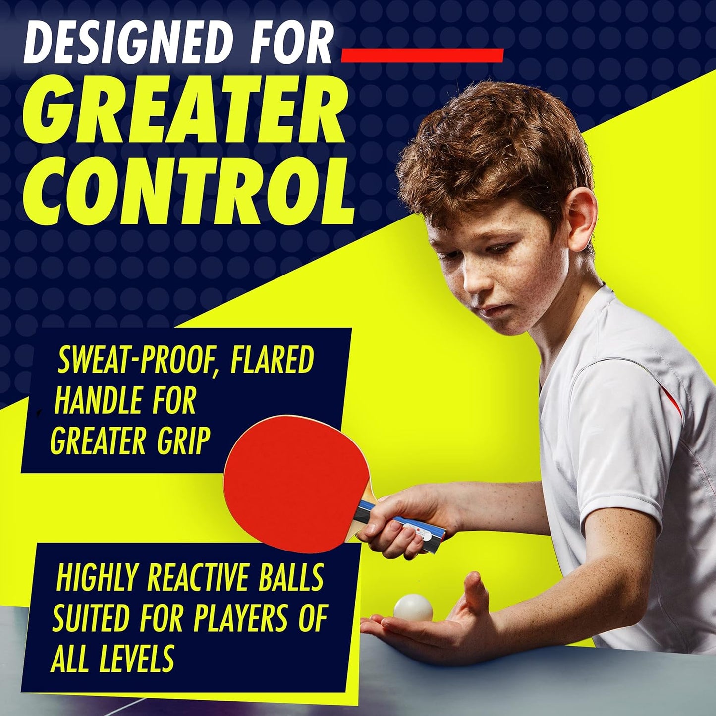 Ping Pong Paddle Set with Rackets, Net, Balls & Carry Case for Table Tennis