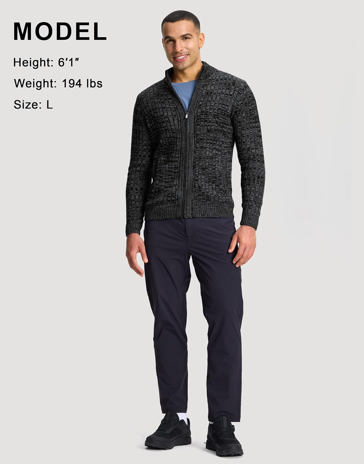 Men'S Cardigan Sweaters Full Zip up Slim Fit Stand Collar