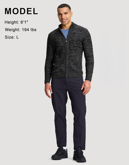 Men'S Cardigan Sweaters Full Zip up Slim Fit Stand Collar