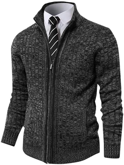 Men'S Cardigan Sweaters Full Zip up Slim Fit Stand Collar